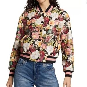 Alice + Olivia Keri Floral Varsity Jacket